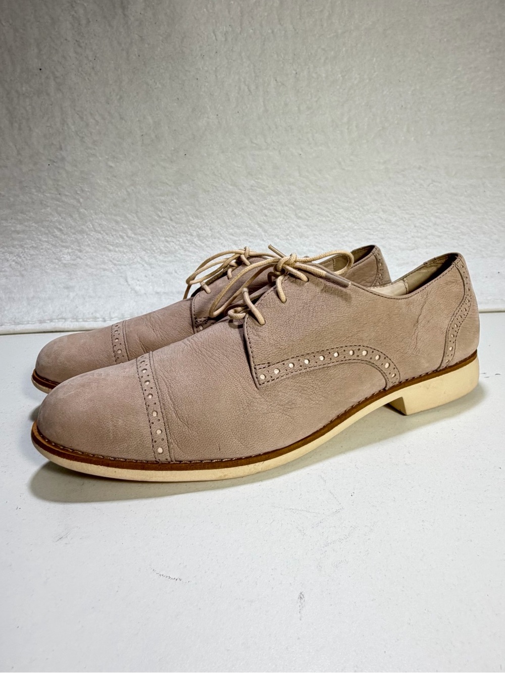 Cole Haan Gramercy Oxford Cap Nubuck Leather Beige Women’s 10 Flat shoes